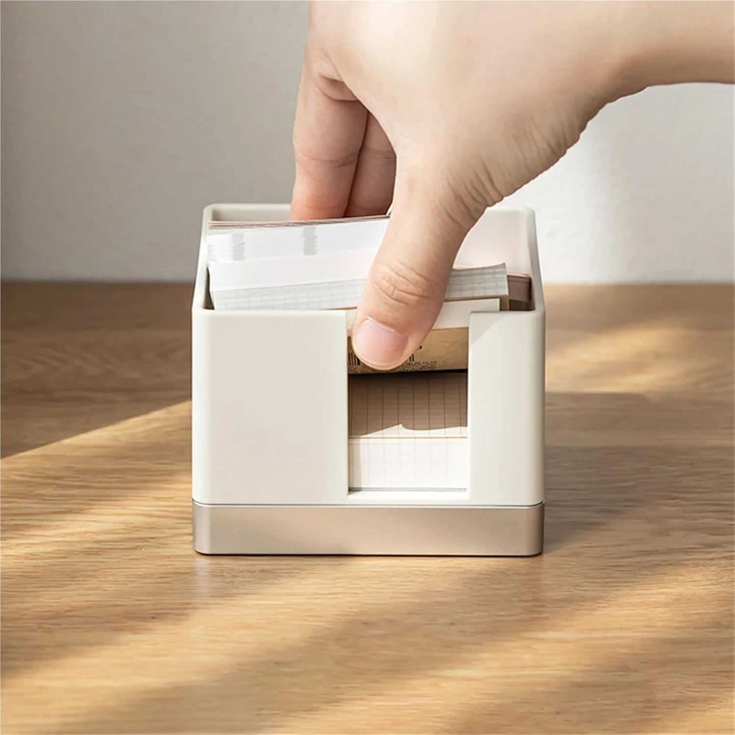 Post It Note Holder 2pcs Memo Box Paper Sorting Organizer Dispenser Desktop Shelf Case Notepad Blocks Office Supplies