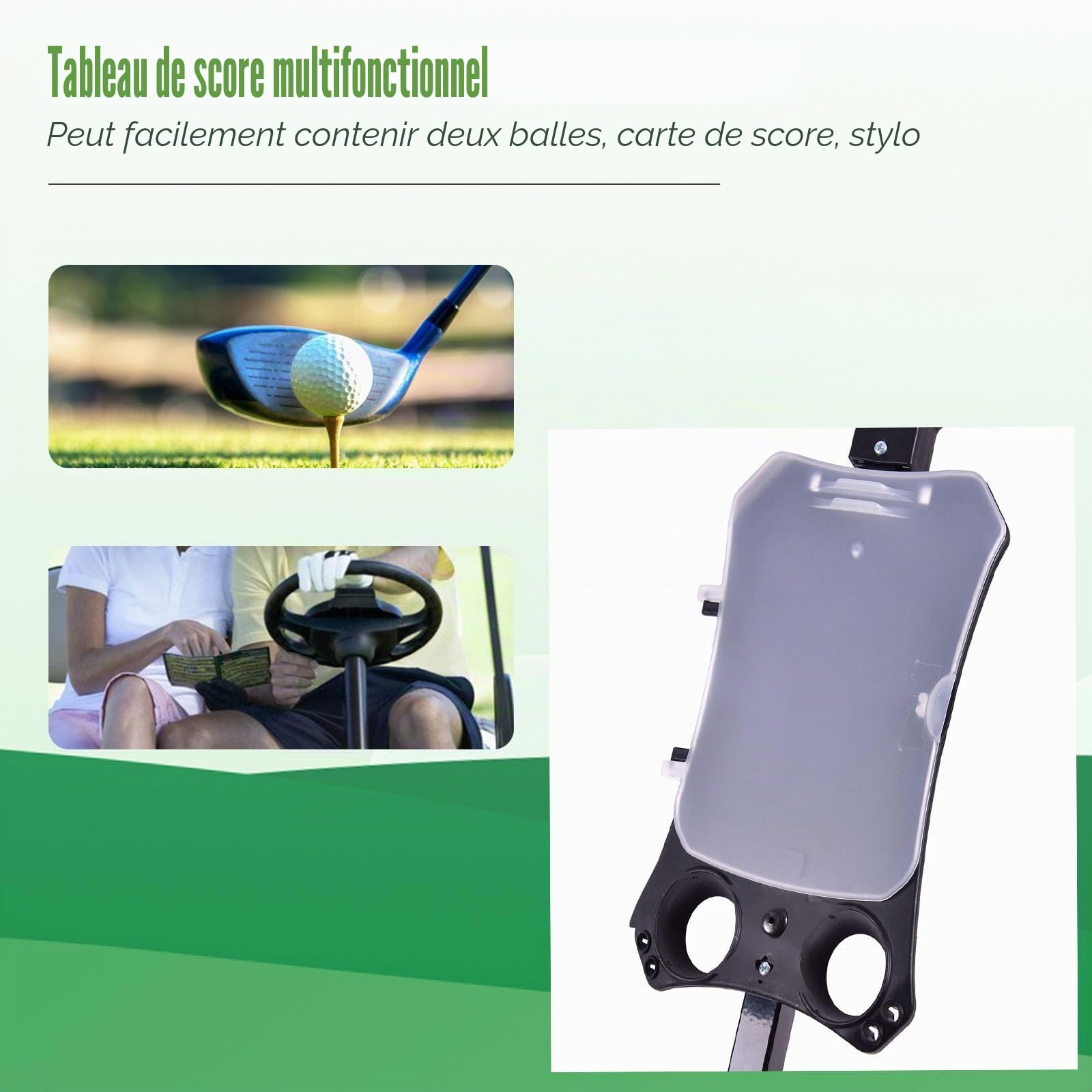 LIFEZEAL Chariot de Golf Pliable et Portable à 2 Roues, Chariot de Golf Manuel avec Tableau d'affichage et Sangle Réglable, Voiturette Golf