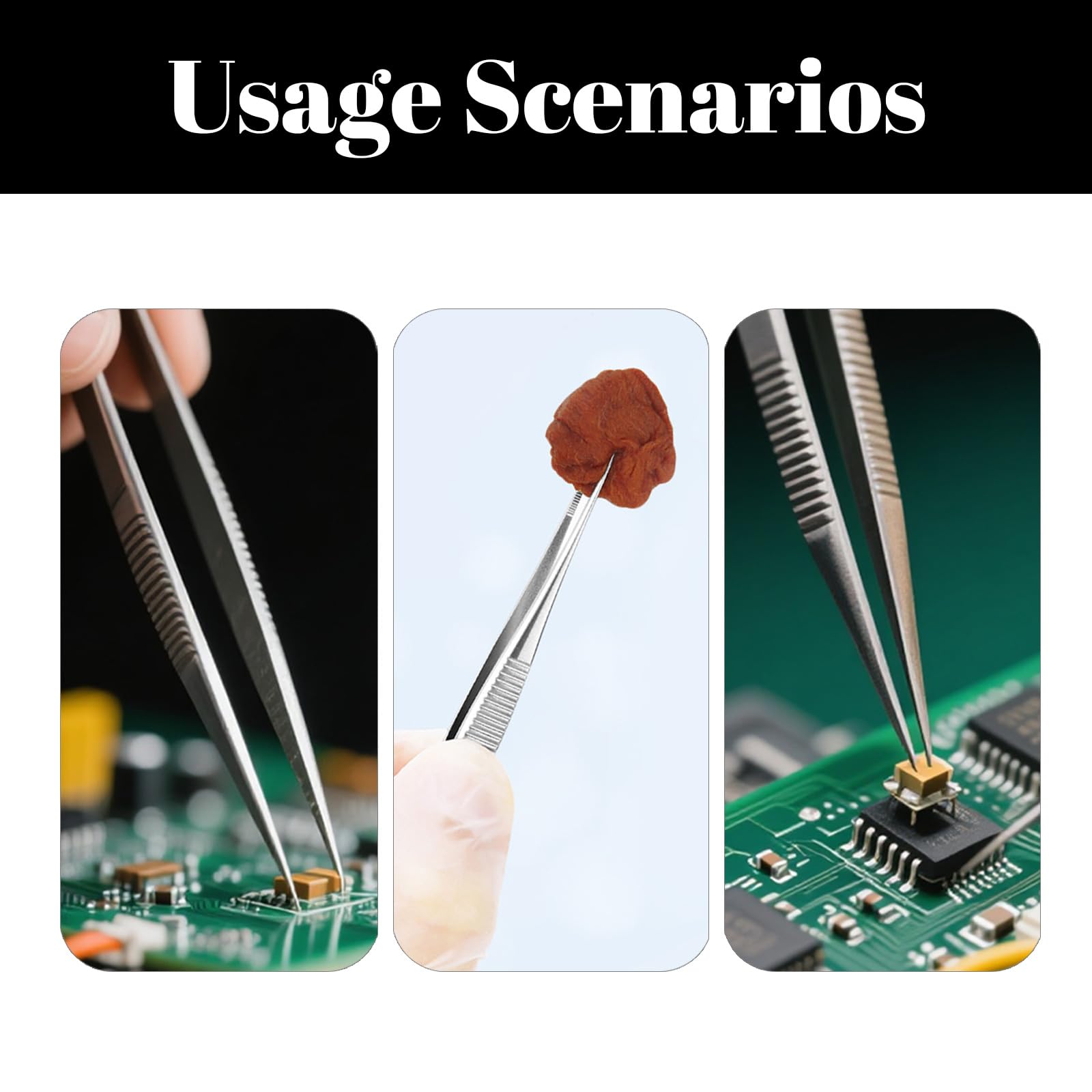 4 PCS Stainless Steel Tweezer Set Professional Self Locking Hobby Tweezers for Stamps Craft Jewelry Model Baking Electronics - Image 3