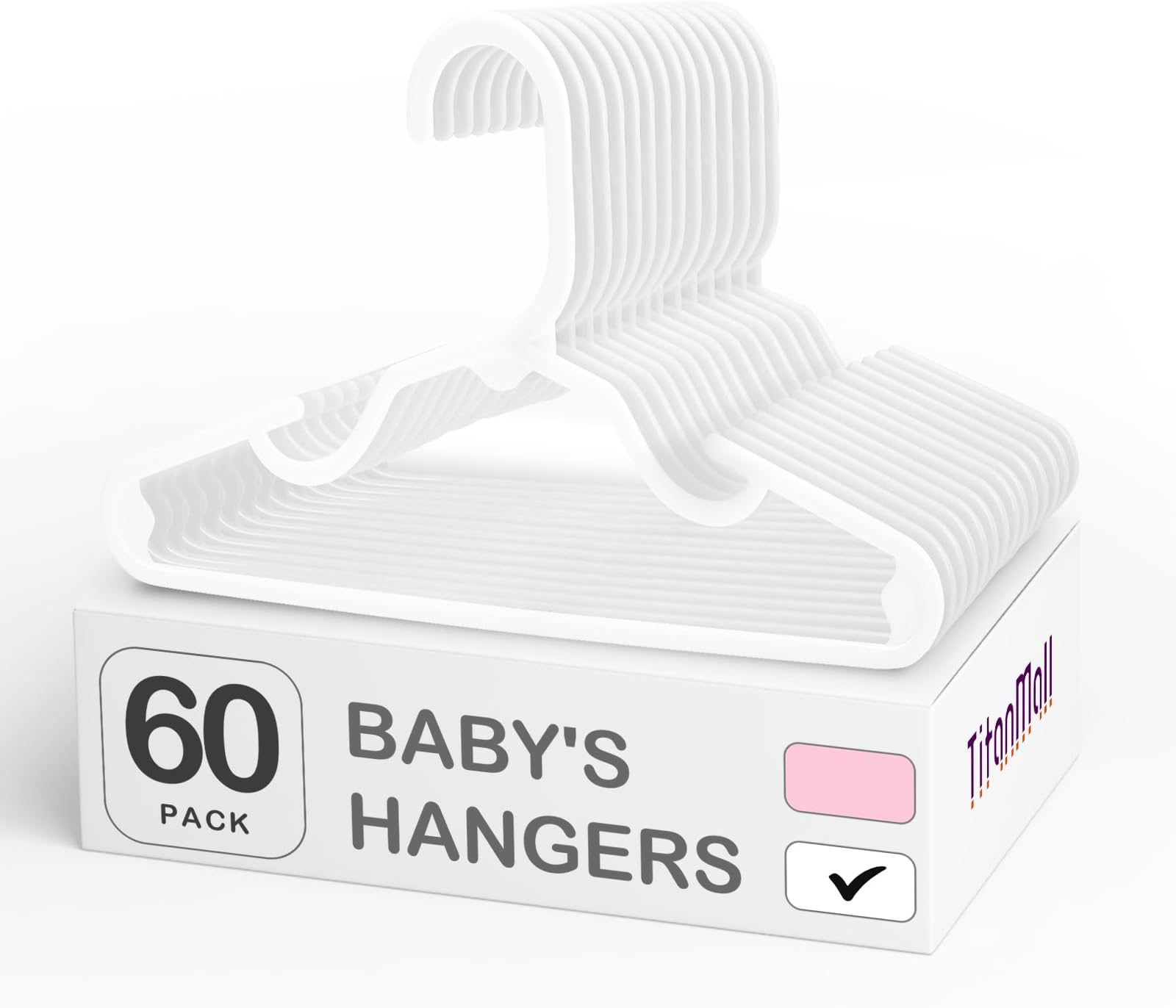 SMARTOR 60 Pack Baby Hangers - 11.7 Inch Plastic Baby Hangers for Daily Use - White