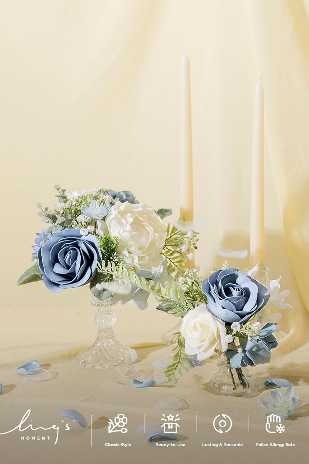 Ling's moment Flowers 16pcs Ivory Blooming Peonies Artificial Flowers with Stem, Artificial Peony Flowers for DIY Wedding Decorations Centerpieces Bouquets Boutonnieres - Image 3