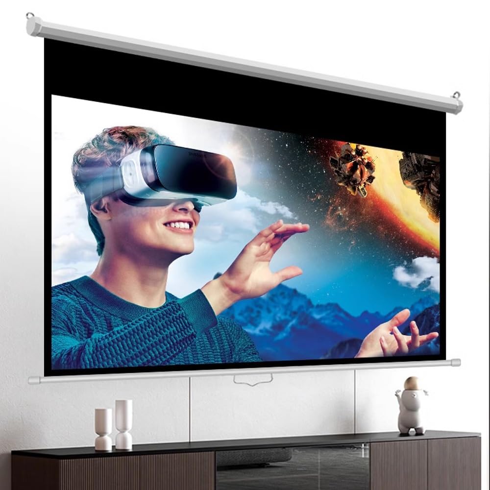 Schermo per Proiettore 16:9 HD Schermo Videoproiettore Telo Proiettore per Teatro Domestico Interni Ed Esterni,Facile da Installare(72in/169cm)