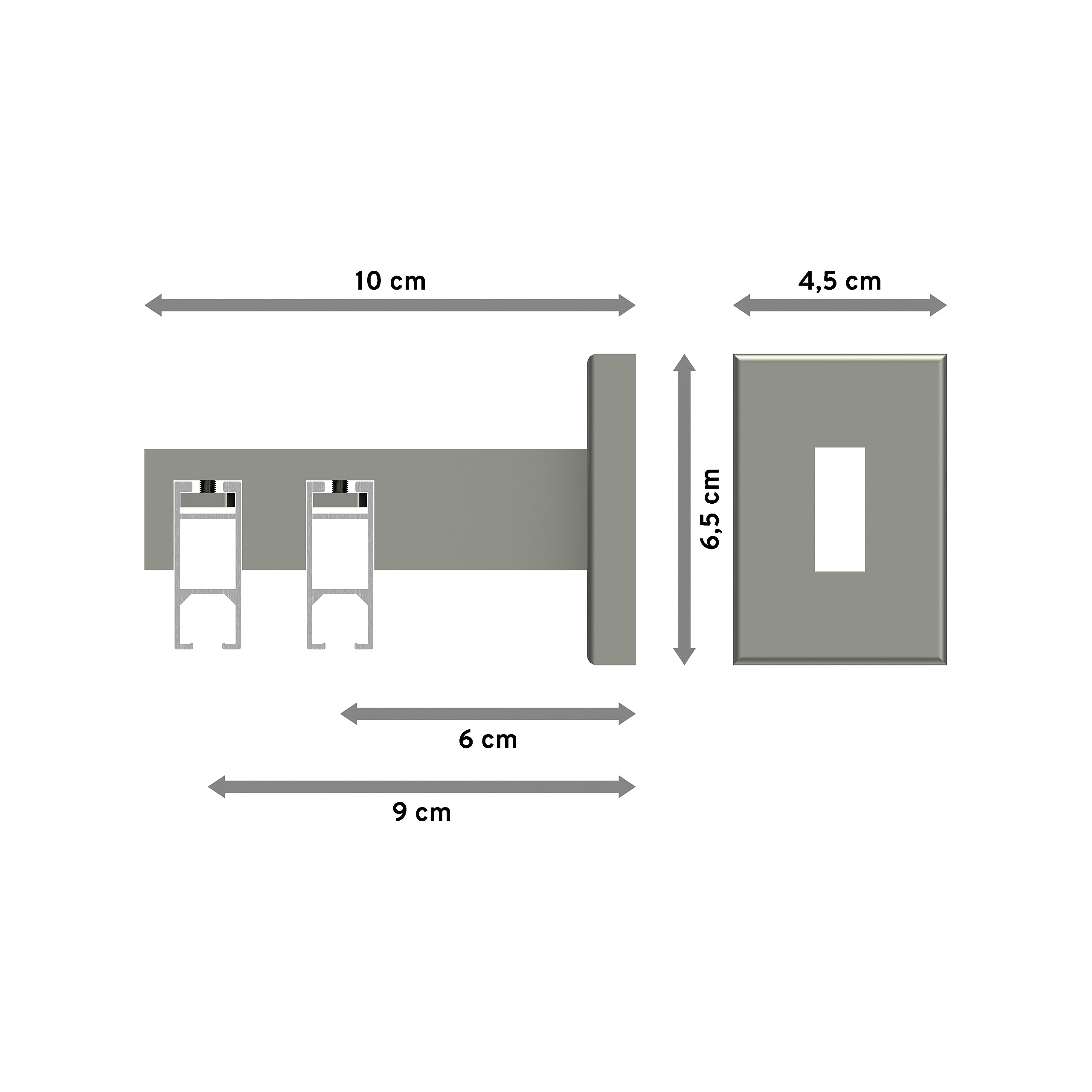 INTERDECO Innenlauf-Gardinenstange eckig 14 x 35 mm 2-läufig, kantige Innenlaufstange aus Metall, Edelstahl-Optik, zur Wandmontage, Typ 10212821, 240 cm