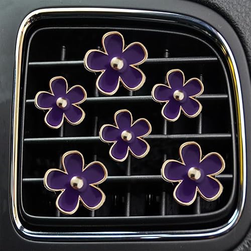 Clips de ventilación de aire  6 piezas de decoración de coche de margaritas para ventilación de aire y acondicionamiento, accesorios para interiores