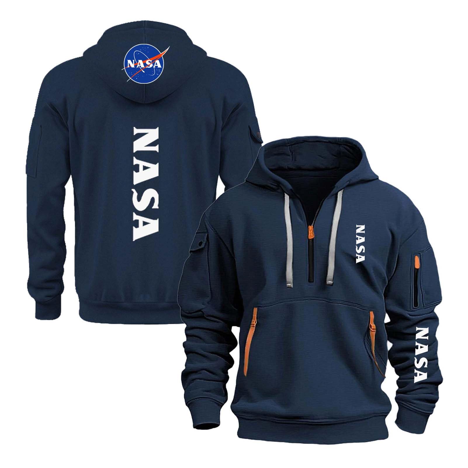 WDGYZZXJ Men Hoodie Long Sleeve Tops Hoody for N.A.S.A Graphic Tracksuit Half Zip Outwear Jumpers Sweatshirt Spring Autumn Coats Hooded Jackets-SLanSe||m