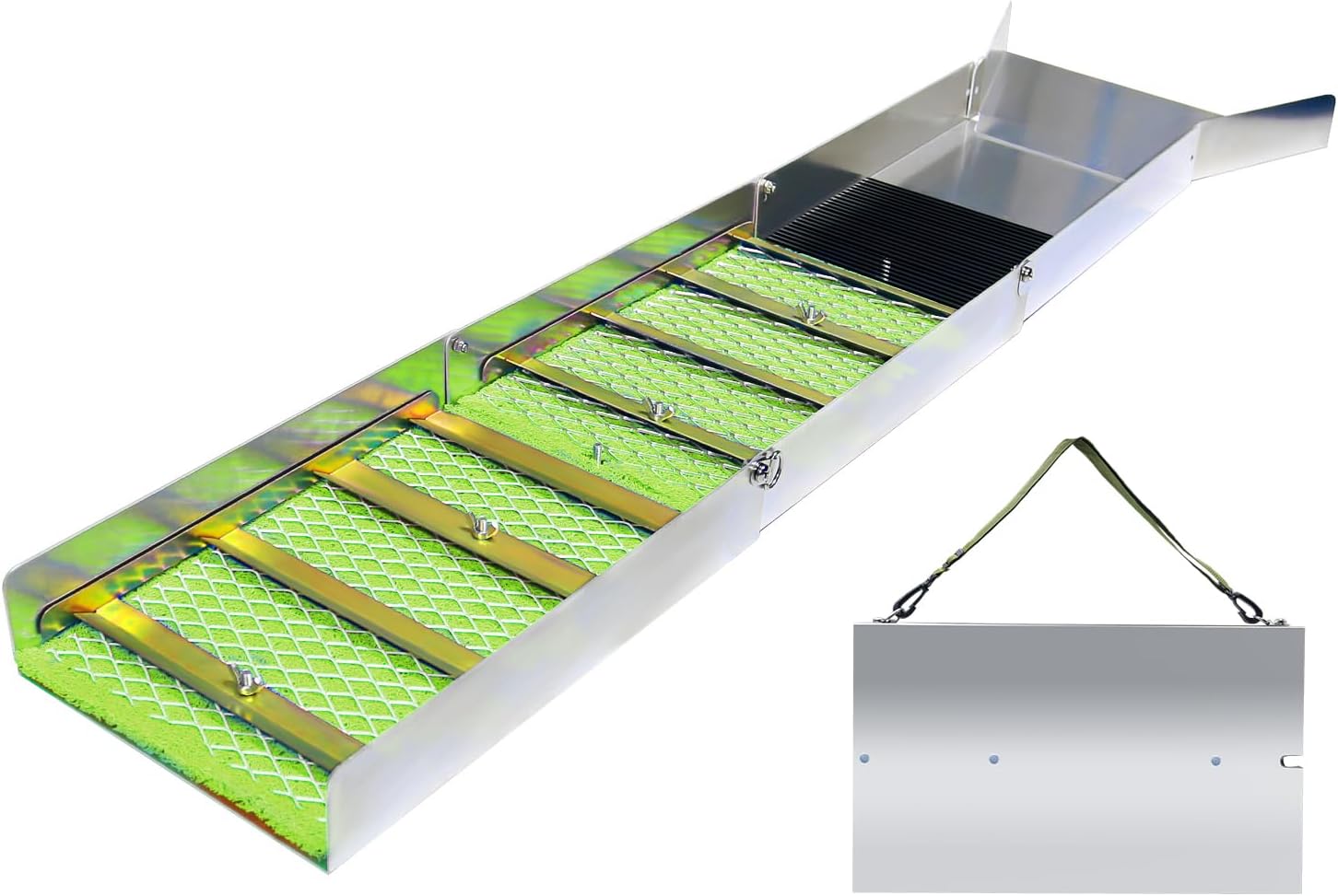 Gold Mining,Sluice Boxes for Gold,Folding Aluminum Sluice Box with Miners Moss,Portable Sluice River, Creek, Gold Panning, Prospecting, Dredging