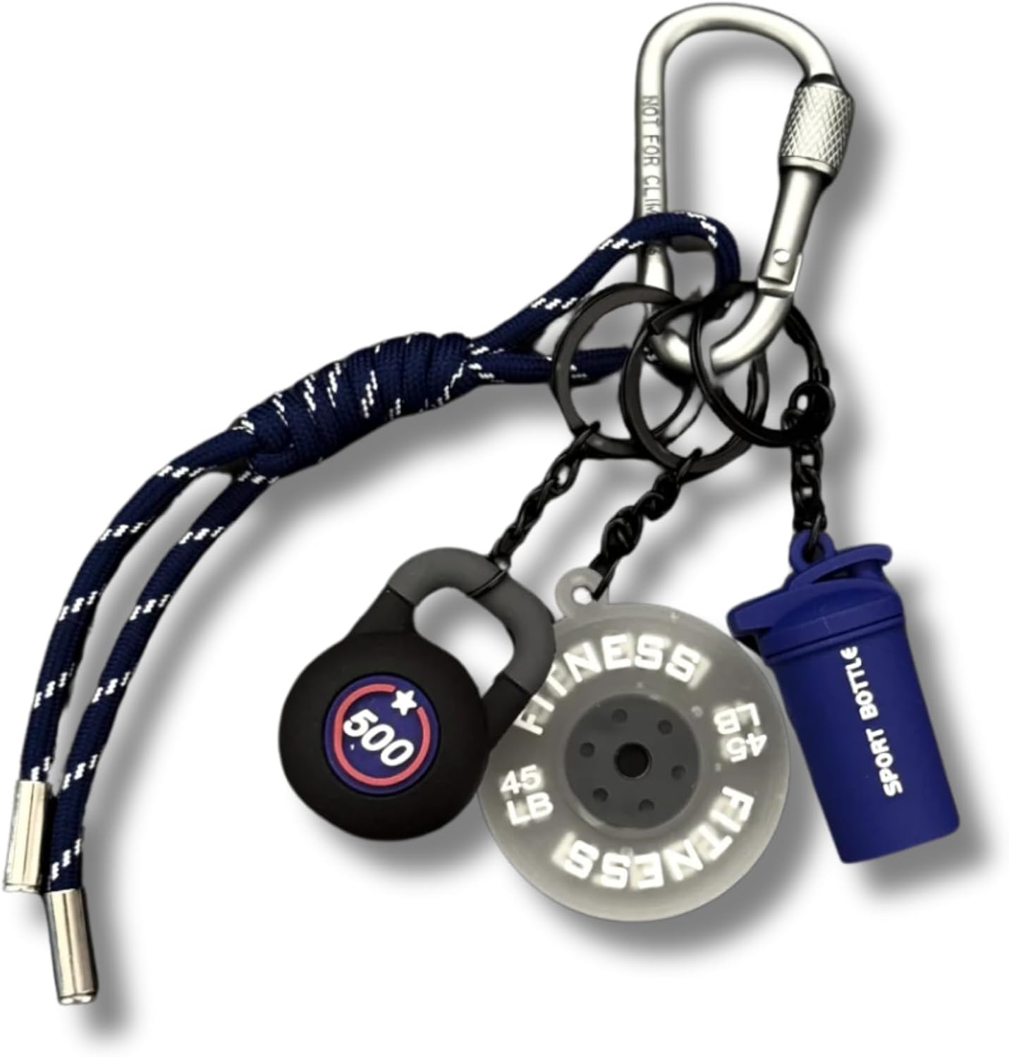 Gym Keychain for Women and Men, Fitness Gift for Gym Lovers, Workout Bag Charm with Dumbbell and Bottle Cute Key Ring for Bag