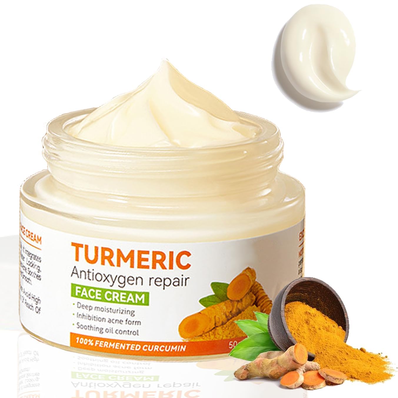 2 Pcs Turmeric Face Cream, Anti Aging Face Cream, for Radiant&Glowing Skin, Natural Turmeric Cream Skin Care, With Vitamin C-Dark Spot Remover for Face for Anti Aging, Firming Fine Lines, Moisturizing