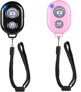 Cellphone Remote Shutter for Smartphones and Tablets, Wireless Camera Remote Control with Wrist Strap (Black+Pink)