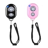 Cellphone Remote Shutter for Smartphones and Tablets, AOQIYUE Wireless Camera Remote Control Compatible with iPhone/Android Cellphone Wrist Strap Included (Black+Pink)