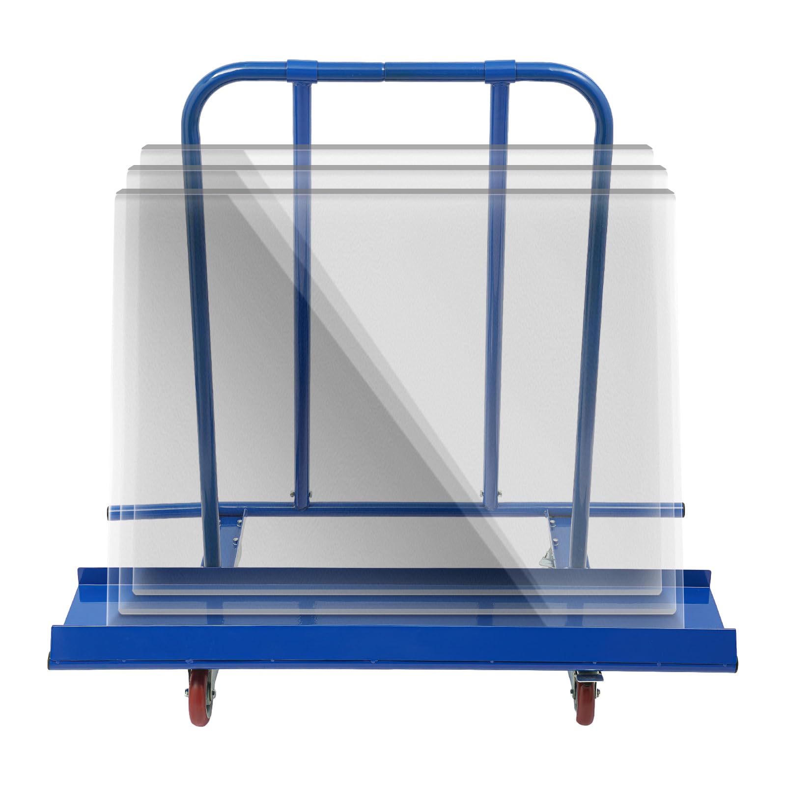 Plattformwagen 800kg Blauer Bauplattenwagen mit Panel 4 Rollen und breitem Griff für Gipskarton Spanplatten Transport (Blau)