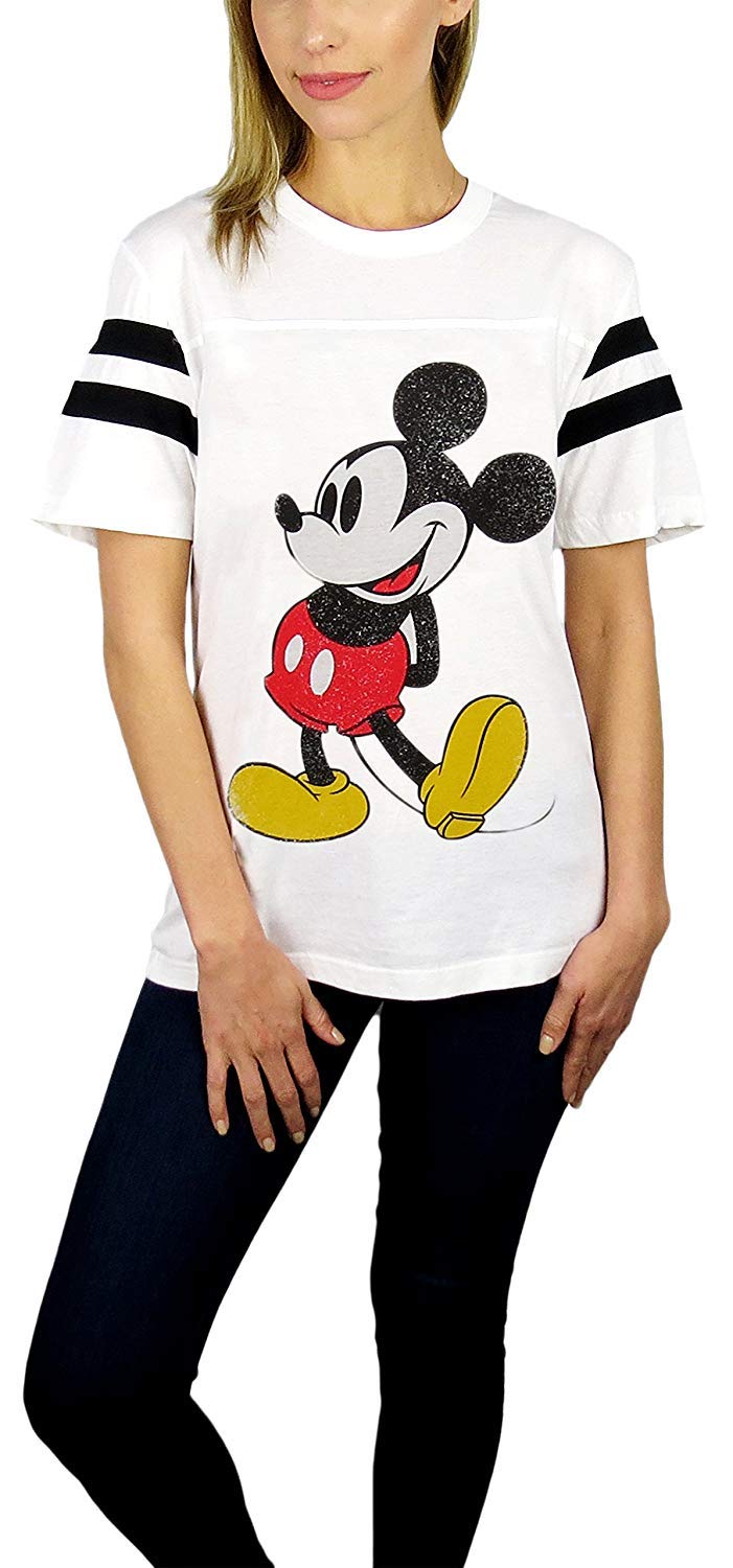 Disney Womens Mickey Mouse Varsity Football Tee