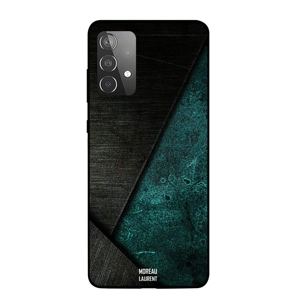 Protective Printed Case Cover For Samsung Galaxy A72 Black & Dark Green Pattern