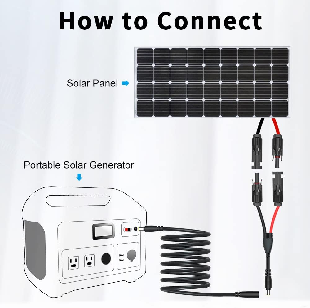 ELECTOP DC 8mm Extension Cable 20Ft, DC 8mm Cord 14AWG DC 8mm Female to Male Adapter Connector Cable 8mm DC Power Plug for GZ Yeti Jackery Solar Generator Portable Power Station and Solar Panel