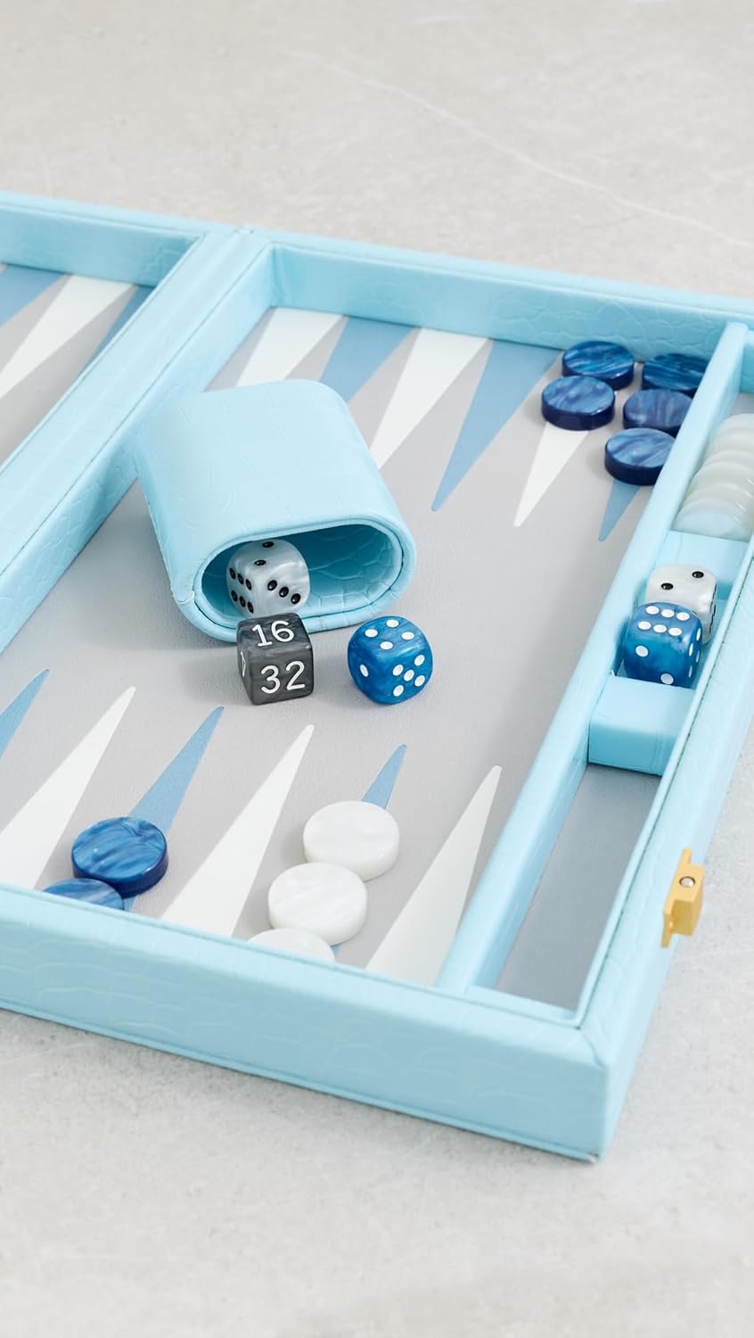 Women's Faux Croc Embossed Backgammon Set