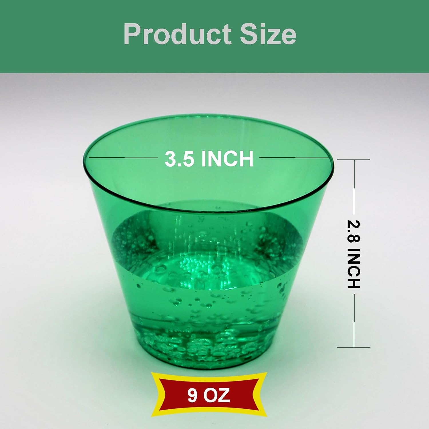 24 PCS 9 Oz Clear Plastic Cups, Red and Green Disposable Cups, Ice Cream Cups,Drinking Tumblers, Disposable Wine Glasses for Holiday Parties, Ice cream cupsXmas, New Year, Wedding - Image 5