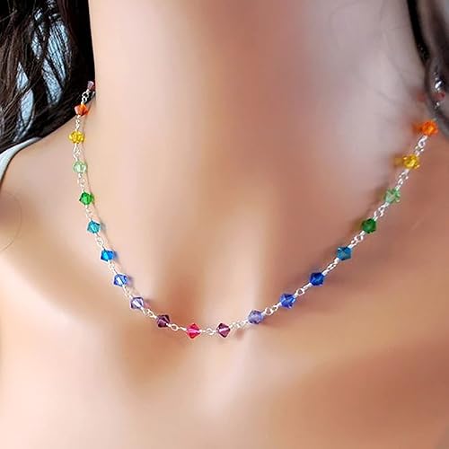 Miniatura 5 de Cheris - 7680 cuentas de cristal de 0.157 pulgadas (0.157 in), 24 colores, cuentas acrílicas de bicona facetadas de arco iris, espaciadores sueltos,