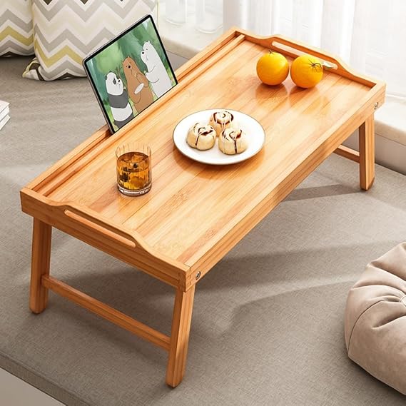 Low Table, Folding, Stylish, Bamboo Table, Bed Table, Folding Desk, Sitting Table Bed Tray, Snack Breakfast Tray Table, Assembled Product, Folding Desk, Small, Lightweight, Serving 15.7 x 11.8