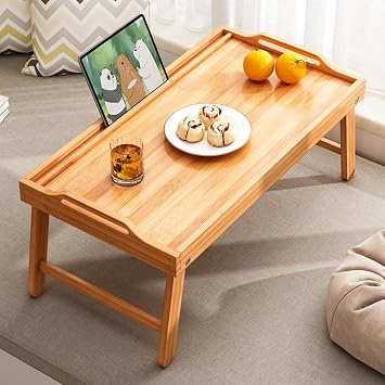 Low Table, Folding, Stylish, Bamboo Table, Bed Table, Folding Desk, Sitting Table Bed Tray, Snack Breakfast Tray Table, Assembled Product, Folding Desk, Small, Lightweight, Serving 15.7 x 11.8