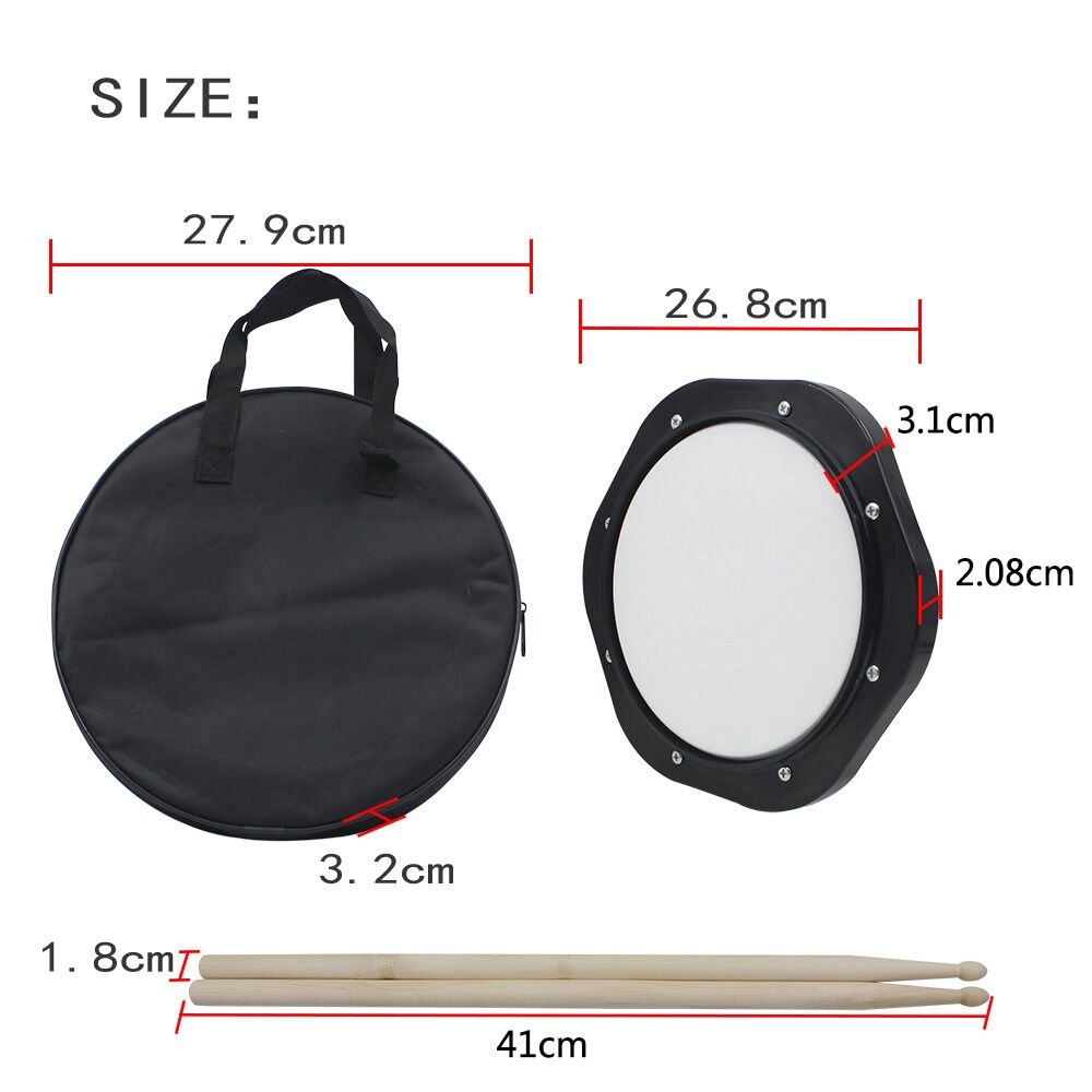 Bobique Almohadilla de práctica de batería de 10 pulgadas con bolsa de transporte para entrenamiento