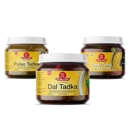 EL The Cook Ready to Cook - Paquete variado de condimentos indios para lentejasarroz, mezcla templada de especias enteras en ghee con hierbas