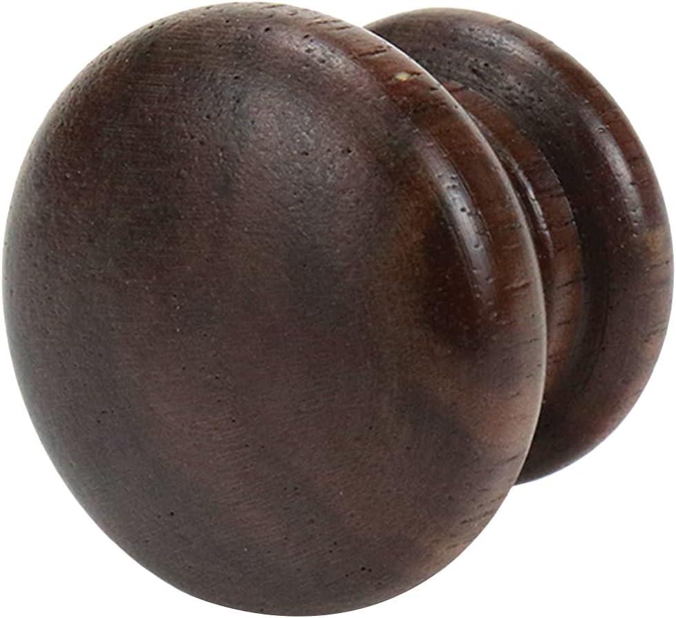 6pcs Walnut Wood Finger Round Pulls Handles Modern Soild Walnut Mushroom Shape Cabinet Knobs, 1.3" Dia