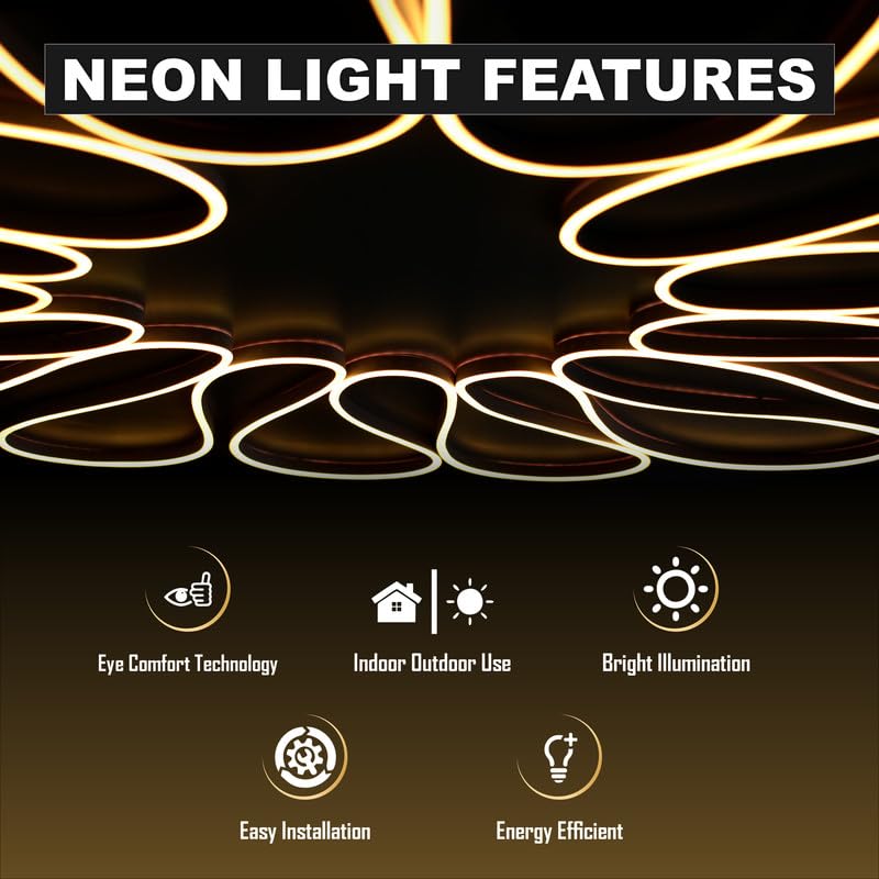 Image of Forus 35 Meter LED Neon Strip Light - Warm White, Flexible Waterproof Cuttable Rope Lights, Indoor Outdoor Diwali Decorative Lighting, Home Decor, Wall Decor, Custom Name Signage, 6-Months Warranty