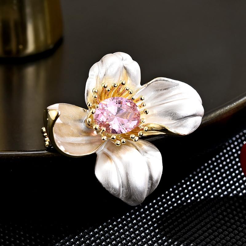 Image of Flower Brooch Pin Gold-Plated Enamel Brooch Lapel Pins Flower Jewelry for Women