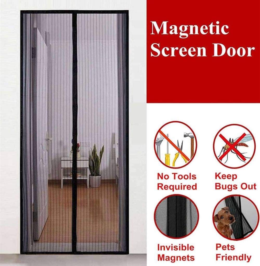 Drzwi z magnesami Moskitiera przeciw owadom siatka ultracienka zasłona z siatki zamyka się automatycznie, pasuje do drzwi do domu przyjazny ekran drzwi - A2-140 x 220 cm (55 x 87 cali)_A
