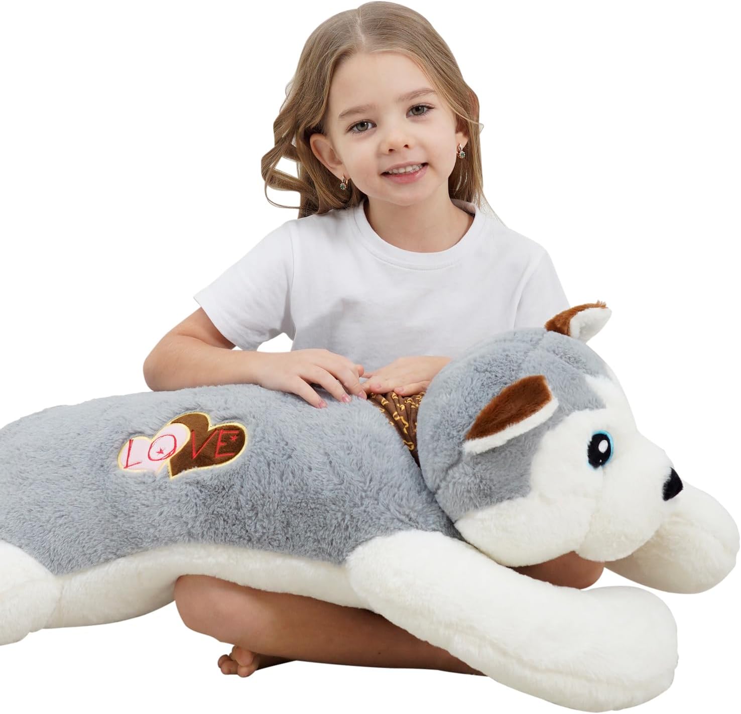 40 inch Jumbo Husky Stuffed Animals, Giant Wolf Dog Plush Toys, Cute Soft Big Husky Plushies, Large Puppy Body Pillow, Gift for Kids, Birthdays, Christmas - Image 6