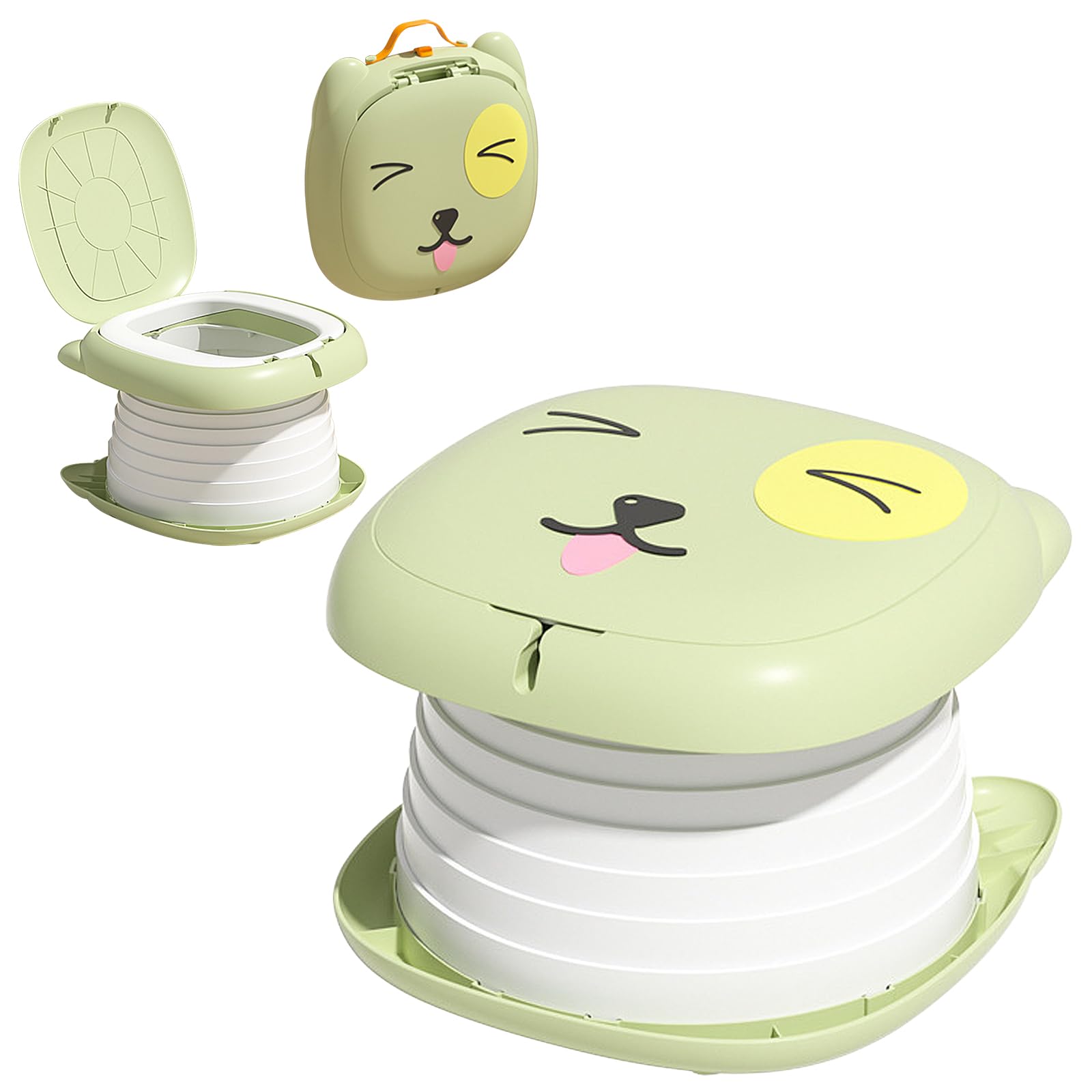 Vasino Portatile per Bambini da Viaggio, 4 in 1 Vasino per Bambini WC Pieghevole Facile da Usare Vasino da Viaggio per Bambini con Borsa Sedile Riduttore Portatile Interni ed Esterni, 15 Borsa, Verde