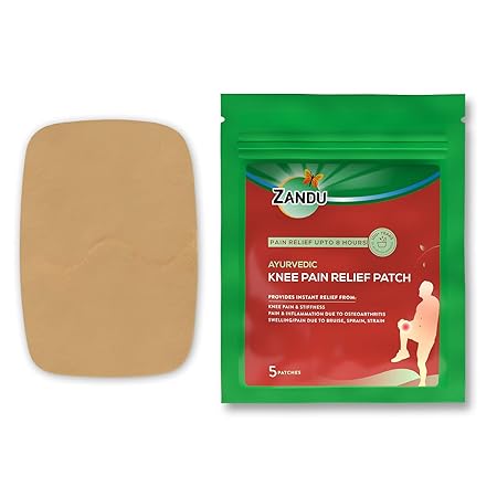 Zandu Ayurvedic Knee Pain Relief Patch (Pack of 5 Patches) - A Pain Relief Patch for Helping Reduce Joint & Muscular Pain | Provides Relief from Knee Pain Associated with Osteoarthritis & Back Pain