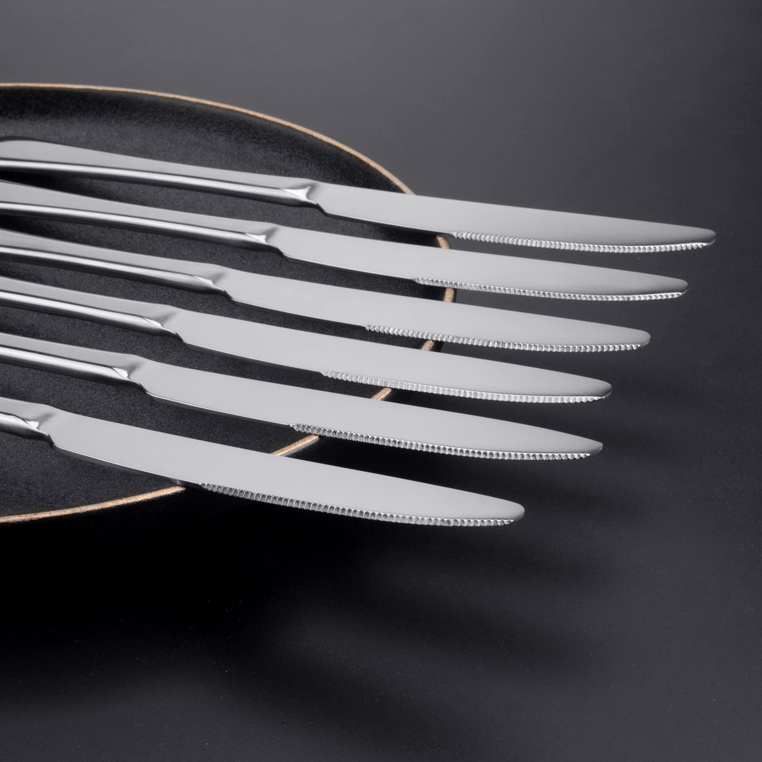6 Stück Tafelmesser, 23CM Menümesser Edelstahl Rostfrei, Besteck Messer 6er Set, Menümesser Poliert, Spülmaschinengeeignet, Besteckmesser Serie Bon Appétit