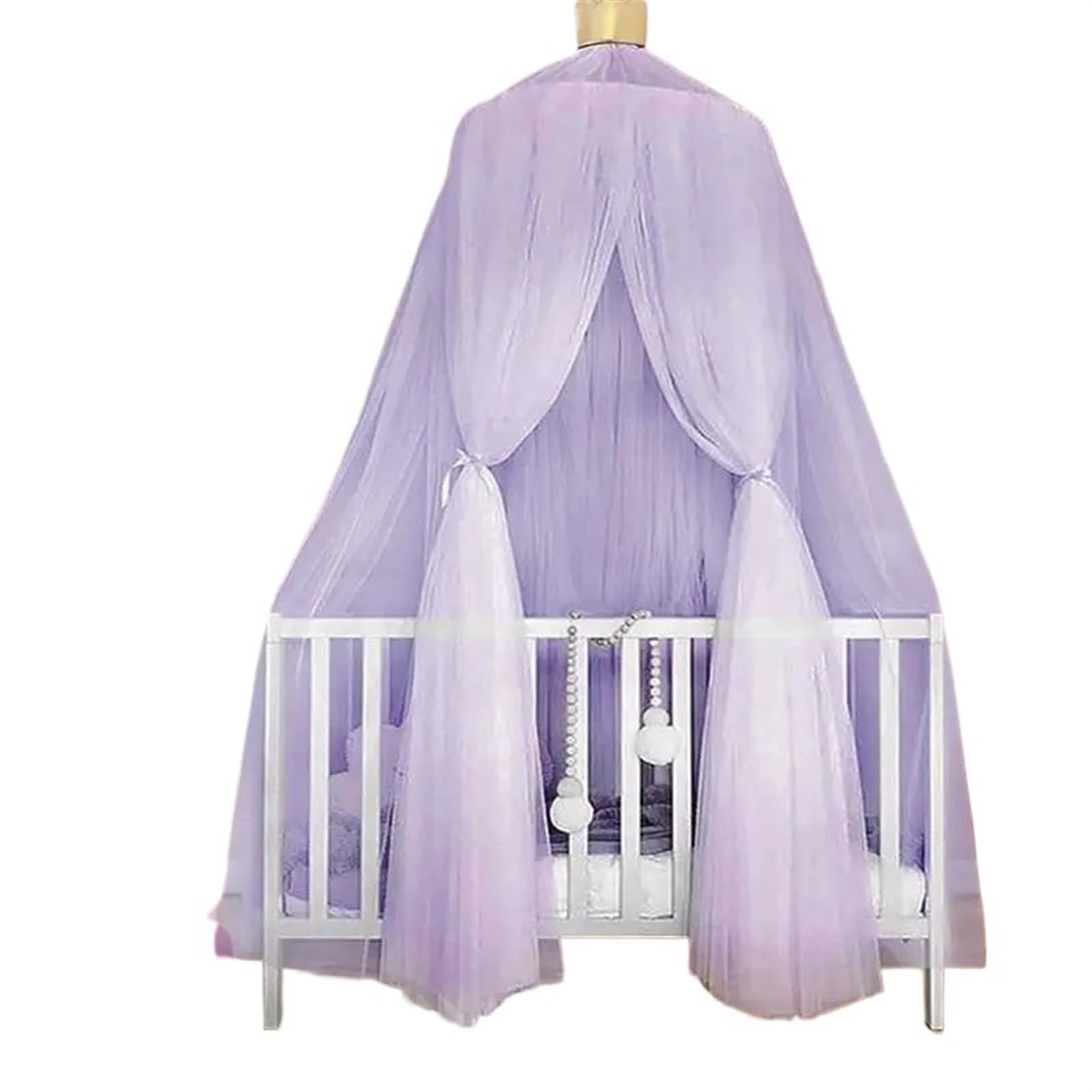 LSNNMU Bedding Mosquito Net Romantic Round Bed Cover Hung Dome Canopy For Bedroom For Bed(Purple)