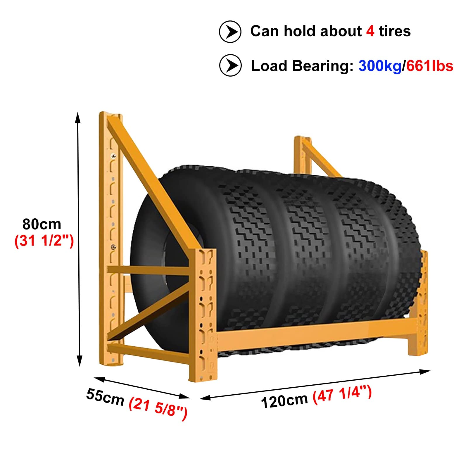 Generico Porta Pneumatici Porta Pneumatici da Parete, Porta Pneumatici in Metallo per Garage/ripiano per Pneumatici/scaffalatura da Parete per Garage, Sistema di stoccaggio Multi-Pneumatico sospeso,