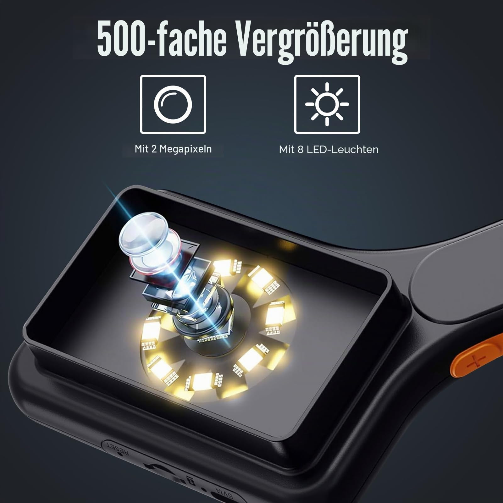 Digitales Mikroskop mit IPS-Bildschirm, Autofokus, USB-Lupe, 64 GB, Unterstützung für Münzen, Schmuck, PCB, Reparatur, Biologie, 8 LED-Leuchten für Windows, Mac, 7,6 cm Display, tragbarer