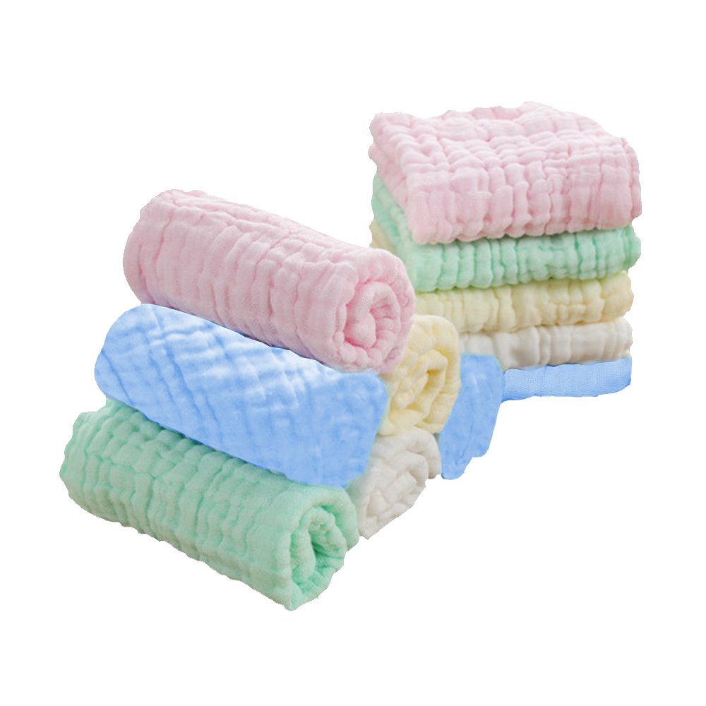 Gants Lavables Machine Peau Sensible Lot De 10 Gants De Toilette Bébé - Viscose De Coton Bio, Ultra Doux, 25x25 Cm