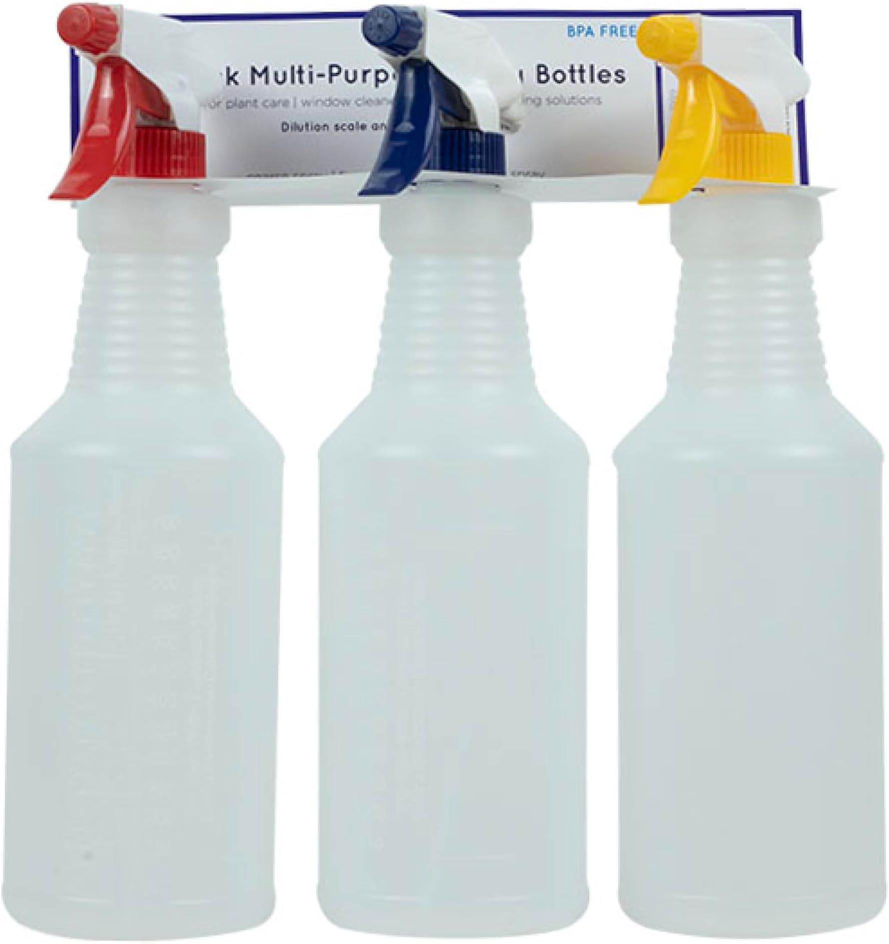 SprayCo 32oz Spray Bottle, 3 Pack – Adjustable Nozzle, Built-In Dilution Scale, Heavy Duty Plastic, Cleaning, Gardening, Auto Detailing, Made in USA