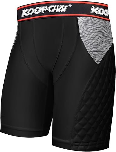 KOOPOW - Pantalones cortos acolchados deslizantes para adultos, hombres, con almohadillas deslizantes para béisbol, fútbol, lacrosse, hockey