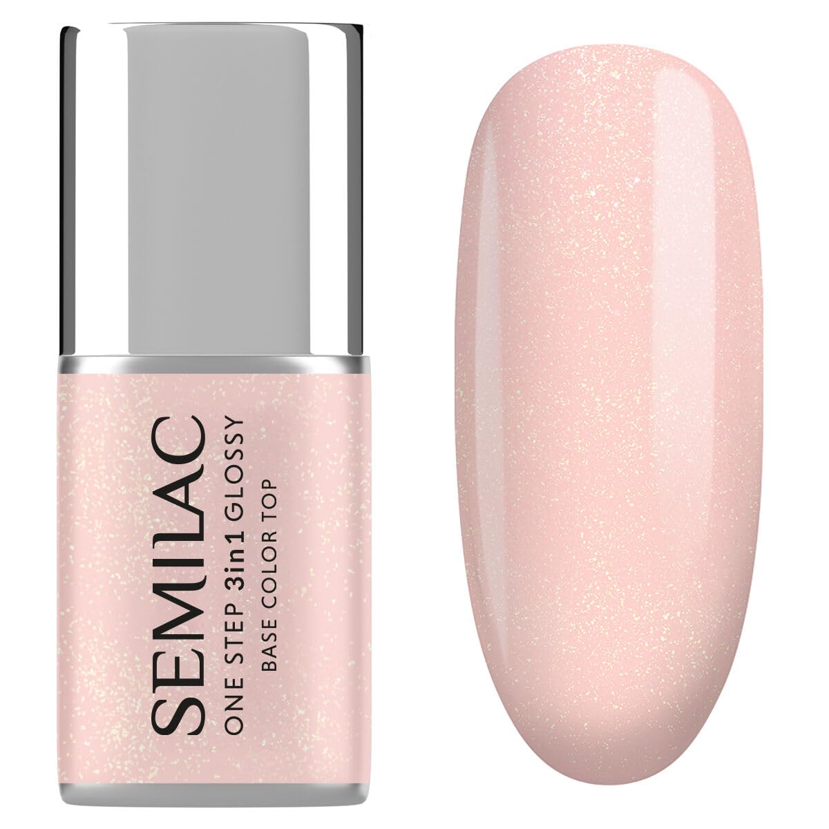 Semilac S258 Naked Glitter Peach Esmalte De Uñas Uv 3 En 1 One Step Glossy 7 Ml