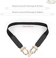 Vista 7 de JASGOOD Cinturón elástico para mujer, cinturón elástico retro para mujer, con hebilla dorada