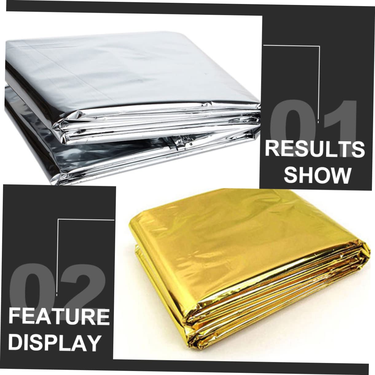 BESPORTBLE 4pcs Emergency Aluminum Foil Blankets Double Sided Survival Warm Blanket for Camping and First Aid and Reflective Insulation for