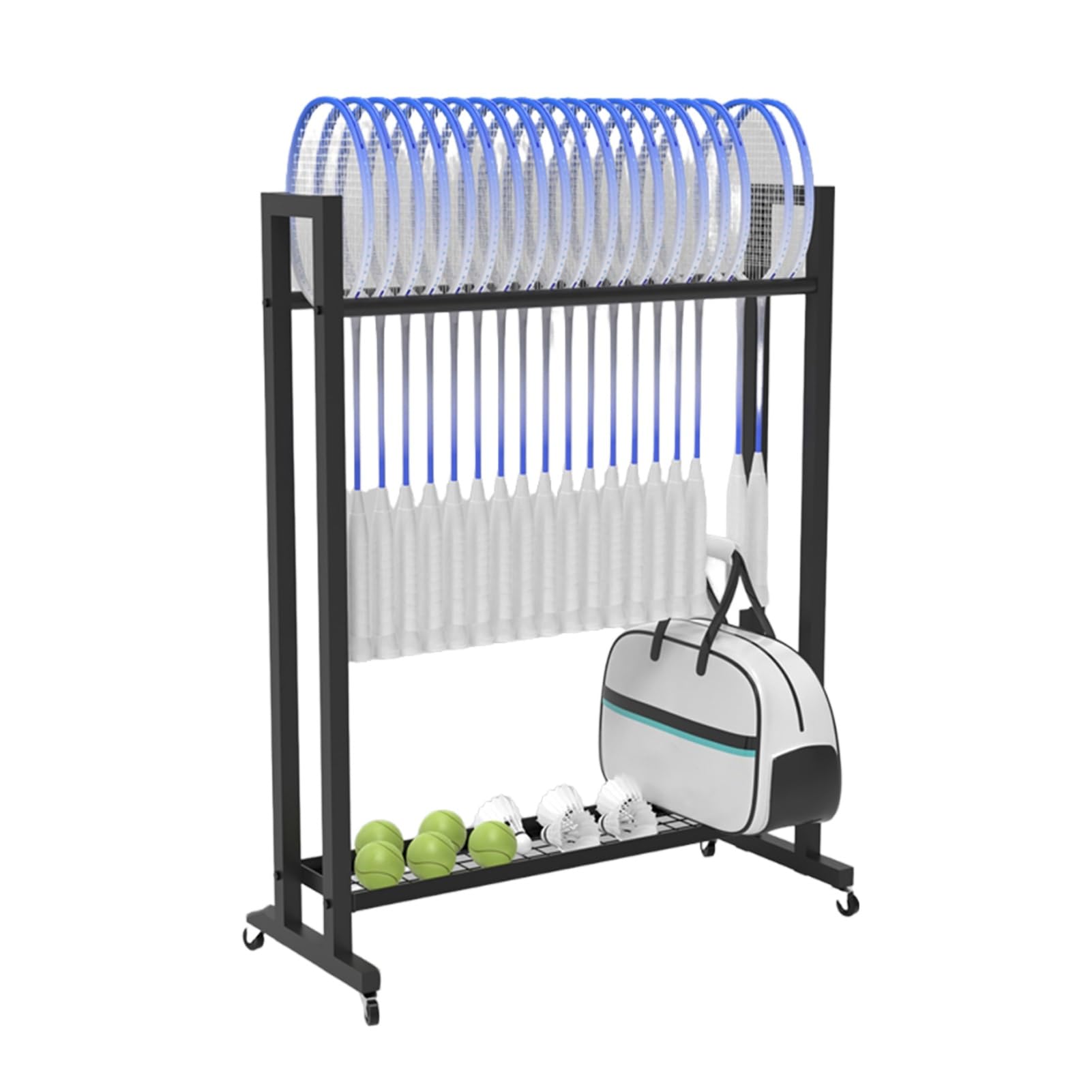 Rangement raquettes tennis badminton 2 niveaux pour salle de sport