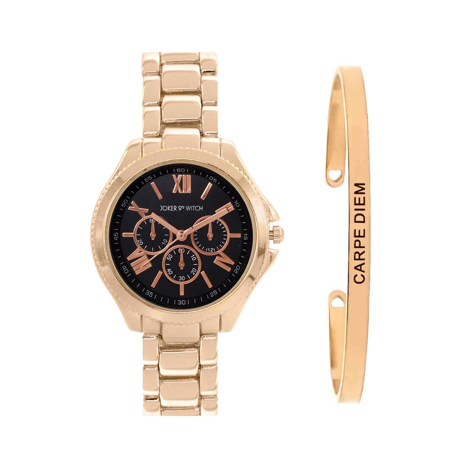 Joker & Witch Stainless Steel Women Shay Analog Watch Bracelet Stack, Black Dial, Gold Band (B0C7LCRQ4W) Amazon Price History, Amazon Price Tracker