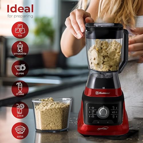 Miniatura 5 de Koblenz Bob Blender, encimera con motor reversible, perilla de velocidad y 6 funciones, motor de 1400 vatios, 68 onzas. capacidad, funcionamiento
