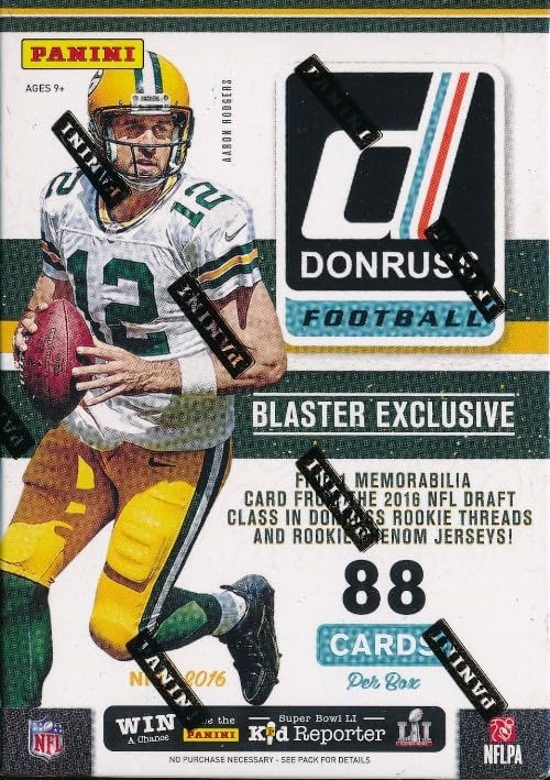 2016 Donruss Football EXCLUSIVE Factory Sealed Retail Box with ROOKIE MEMORABILIA Card Plus RC & INSERT in EVERY Pack! Look for Autographs of Tom Brady, Brett Favre,Aaron Rodgers & Many More Stars