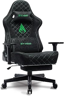 Symino Gaming Stuhl, Ergonomischer Bürostuhl, Rennstuhl-Design PC Stuhl, Vintage-PU-Leder, Verstellbarer Drehbarer Task Stühle mit Fußstütze (Schwarz)