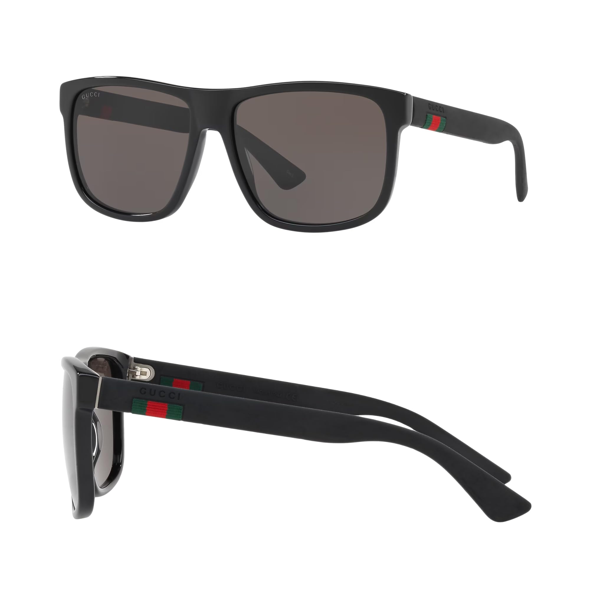 Gucci GG0010S Web Stripe Lettering Logo Sqaure Shape Sunglasses with Luxury Eyewear Kit