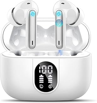 Wireless Earbuds, Bluetooth 5.3 Headphones In Ear with 4 ENC Noise Cancelling Mic, 2025 Mini Deep Bass Stereo Ear Buds, 40H Playtime Bluetooth Earphones, IP7 Waterproof Earbuds, White
