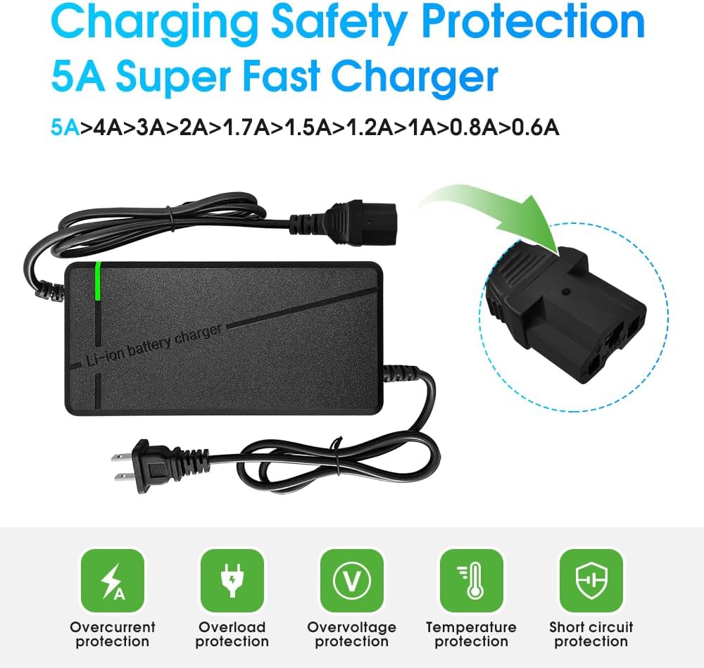 84V 5A Charger for72V Lithium Battery Such as Car Truck Lawn Mower Boat Marine Batteries (IEC Plug)